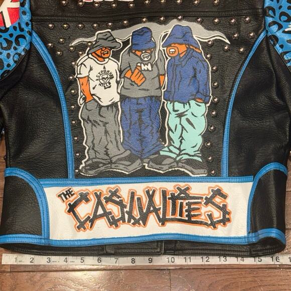 AZALEA WANG Medium STUDDED LEATHER JACKET PUNK MISFITS CASUALTIES EXPLOITED - Picture 12 of 16